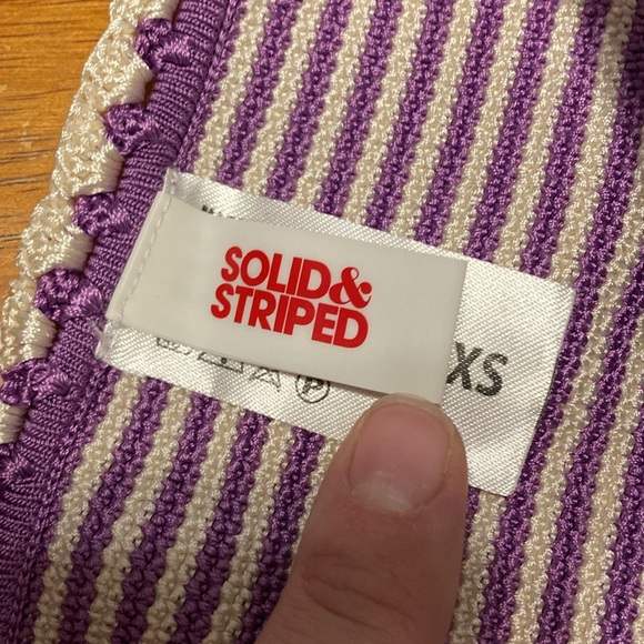 SOLID & STRIPED Womens Size XS Clara String Bikini Bottoms Striped Purple Ivory - Picture 4 of 12